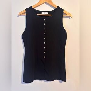 Black irregular Buttons vest